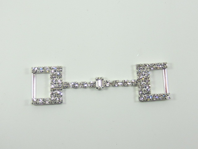 1pc. 3'' 1 ROW SQUARE RING CRYSTAL BIKINI CONNECTOR